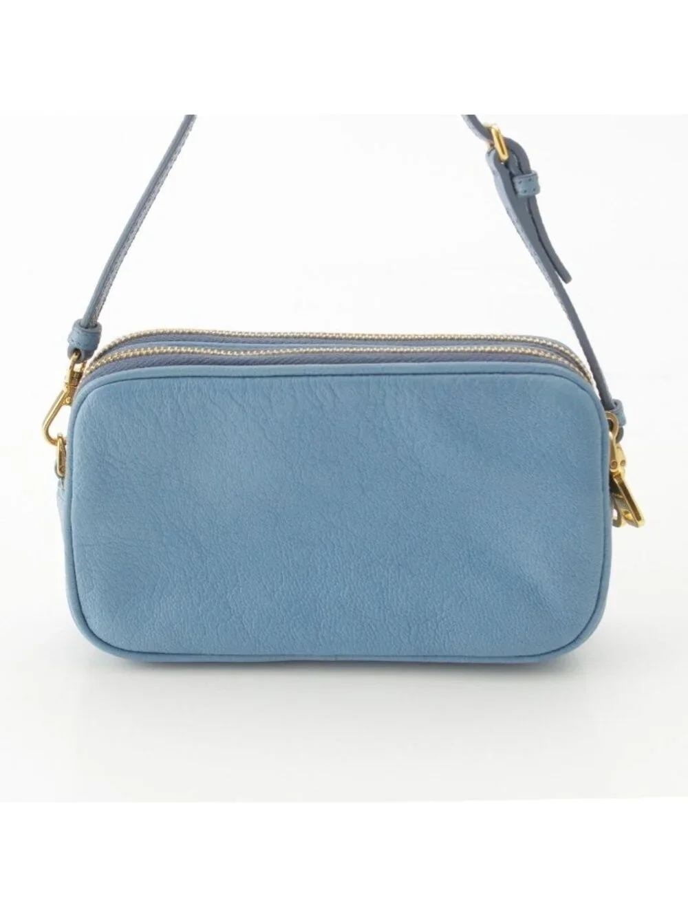 Miu Miu Madras Leather Pouch Light Blue